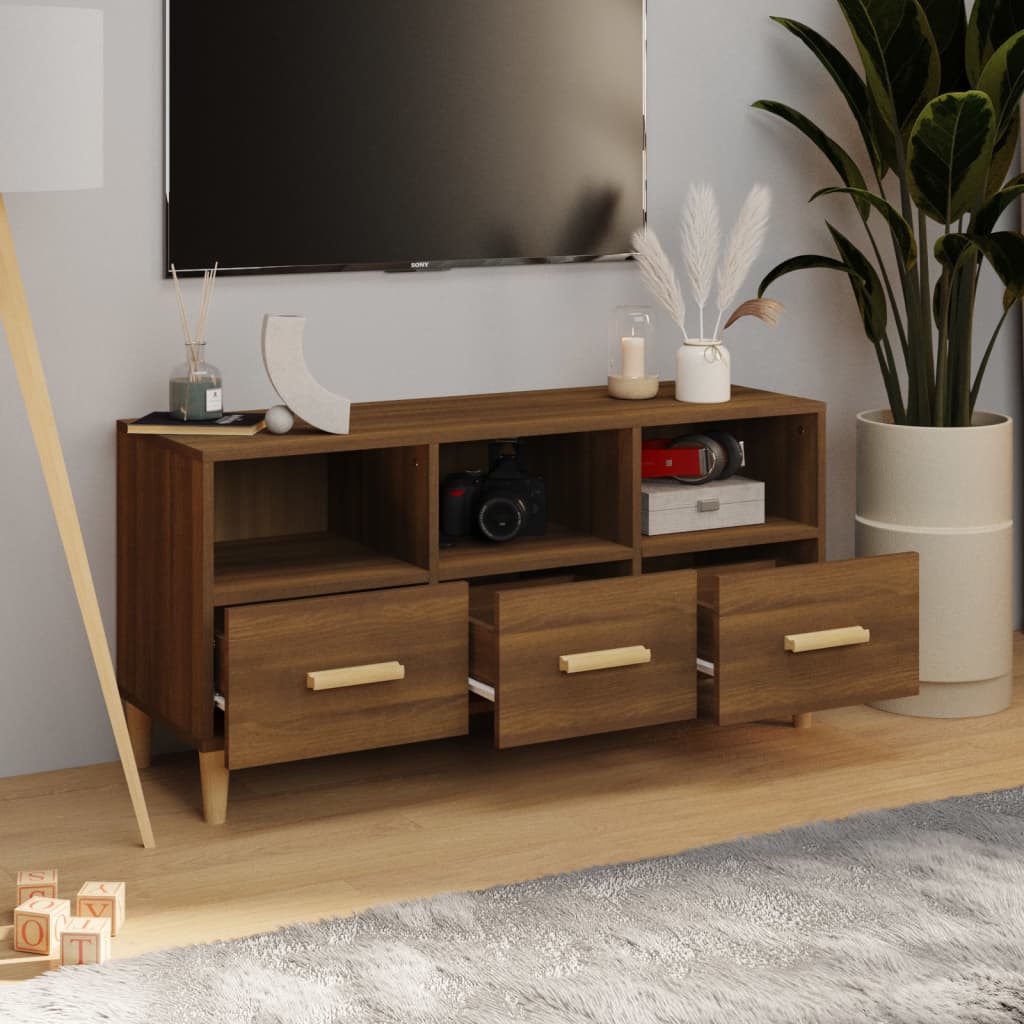vidaXL Comodă TV, stejar maro, 102x36x50 cm, lemn compozit
