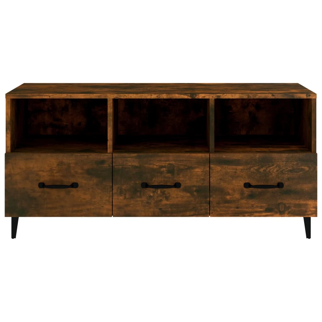 vidaXL Comodă TV, stejar fumuriu, 102x35x50 cm, lemn compozit vidaXL Comodă TV, stejar fumuriu, 102x35x50 cm, lemn compozit