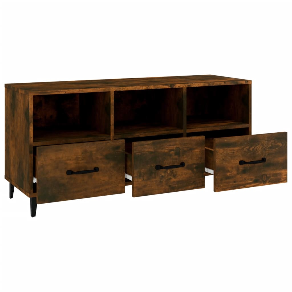 vidaXL Comodă TV, stejar fumuriu, 102x35x50 cm, lemn compozit vidaXL Comodă TV, stejar fumuriu, 102x35x50 cm, lemn compozit