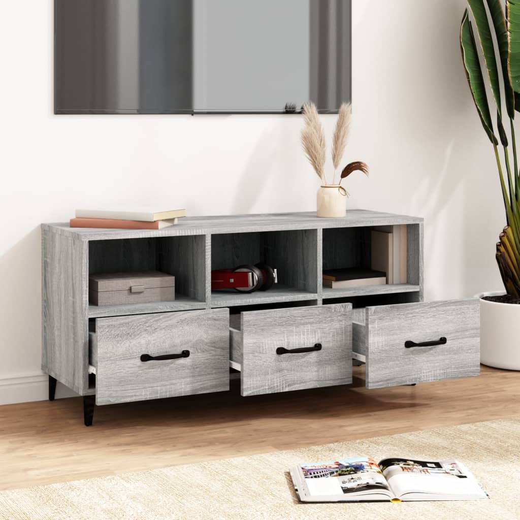 vidaXL Comodă TV, gri sonoma, 102x35x50 cm, lemn compozit