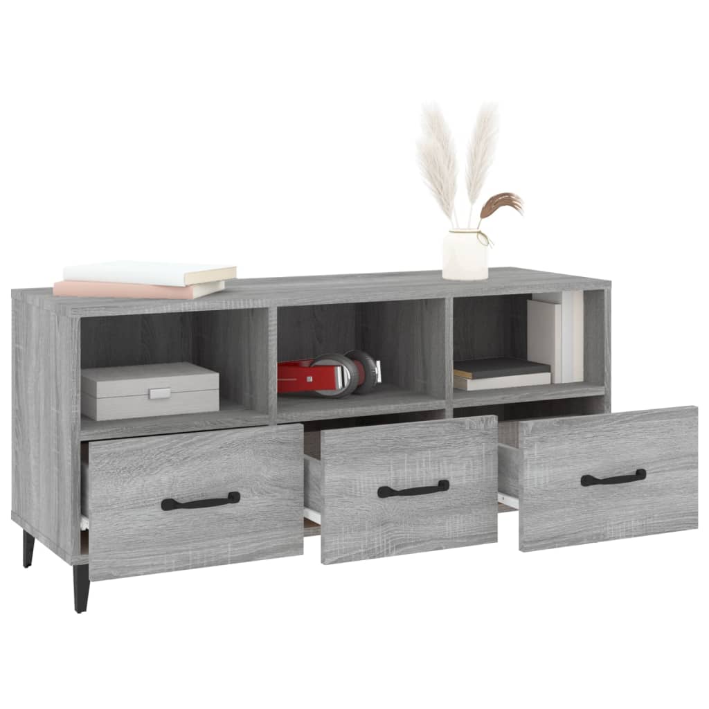 vidaXL Comodă TV, gri sonoma, 102x35x50 cm, lemn compozit