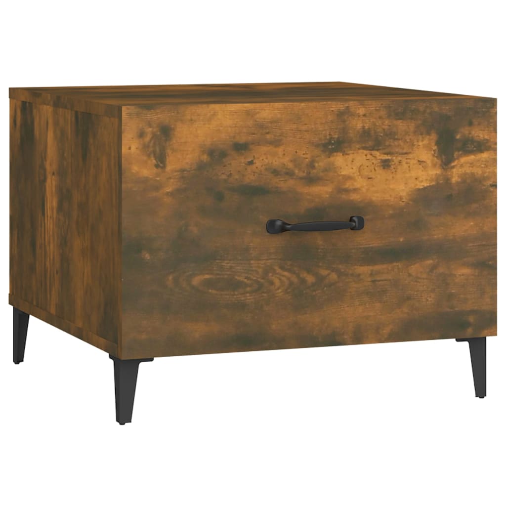 vidaXL Măsuță de cafea cu picioare metalice stejar fumuriu 50x50x40 cm