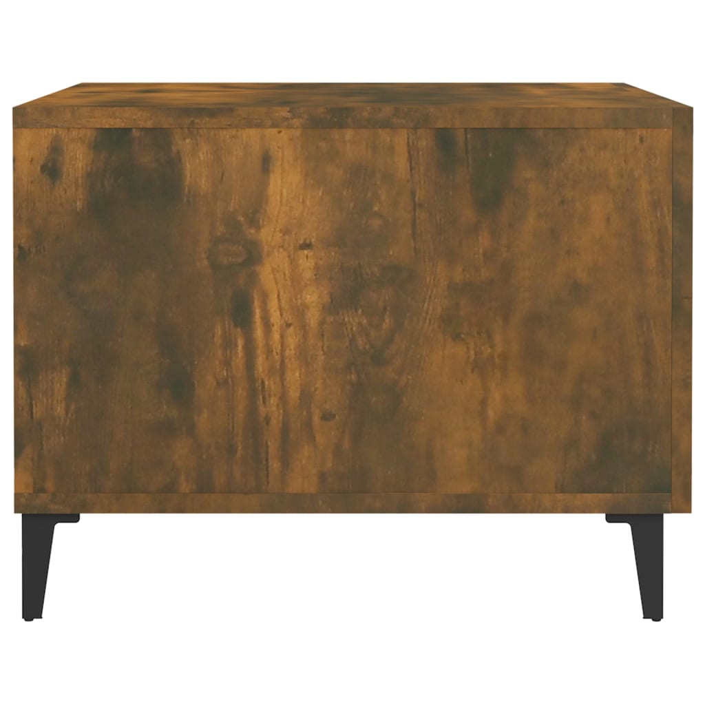 vidaXL Măsuță de cafea cu picioare metalice stejar fumuriu 50x50x40 cm