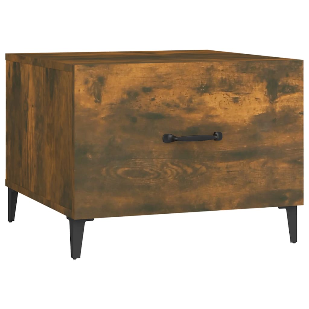 vidaXL Măsuțe cafea picioare metalice 2 buc stejar fumuriu 50x50x40 cm