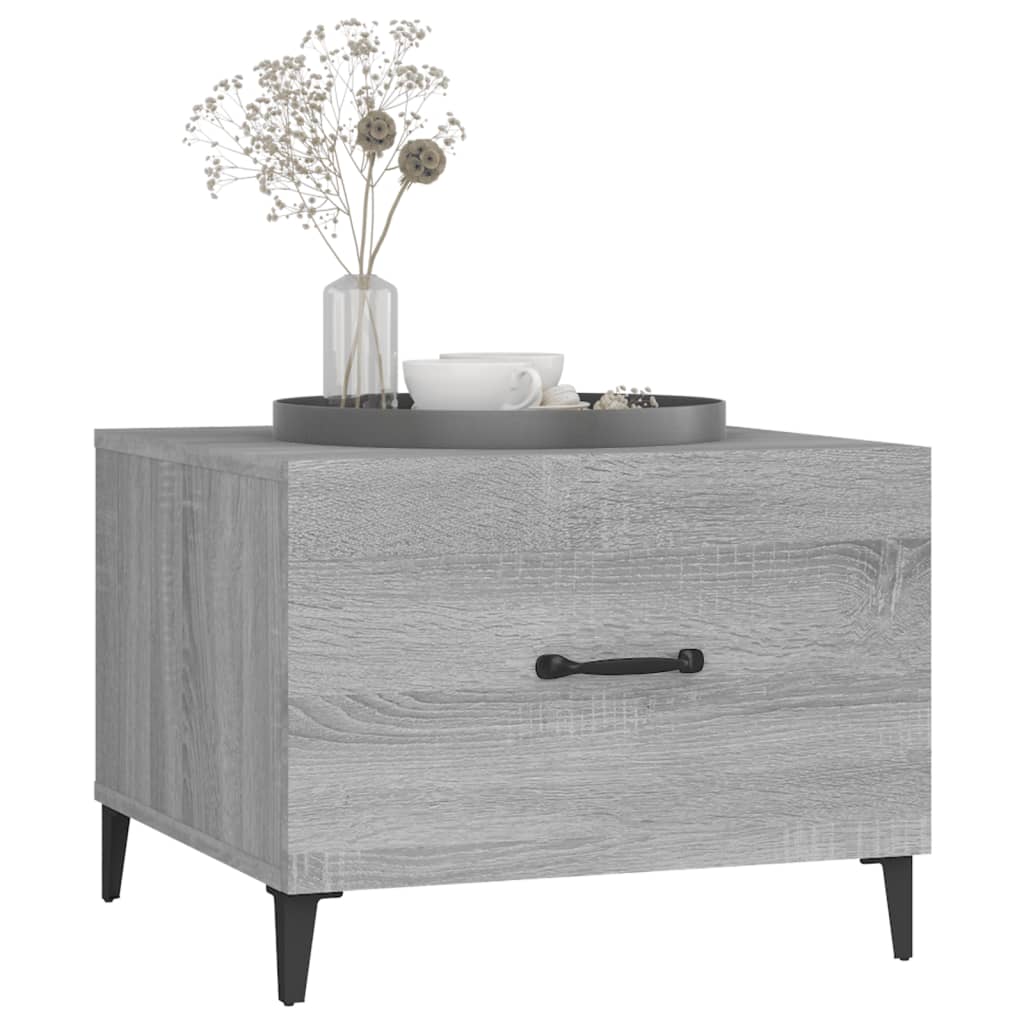 vidaXL Măsuță de cafea cu picioare metalice, gri sonoma, 50x50x40 cm vidaXL Măsuță de cafea cu picioare metalice, gri sonoma, 50x50x40 cm