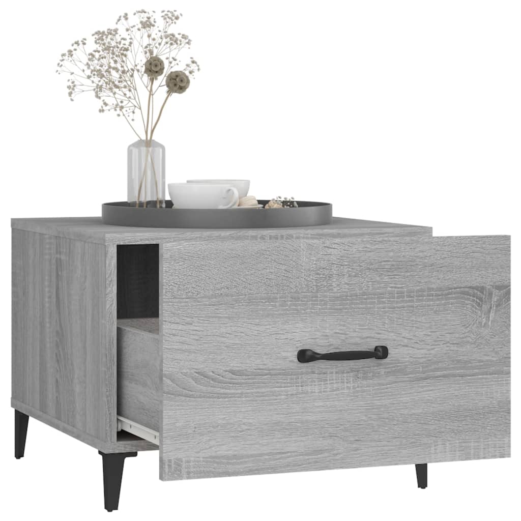 vidaXL Măsuță de cafea cu picioare metalice, gri sonoma, 50x50x40 cm vidaXL Măsuță de cafea cu picioare metalice, gri sonoma, 50x50x40 cm