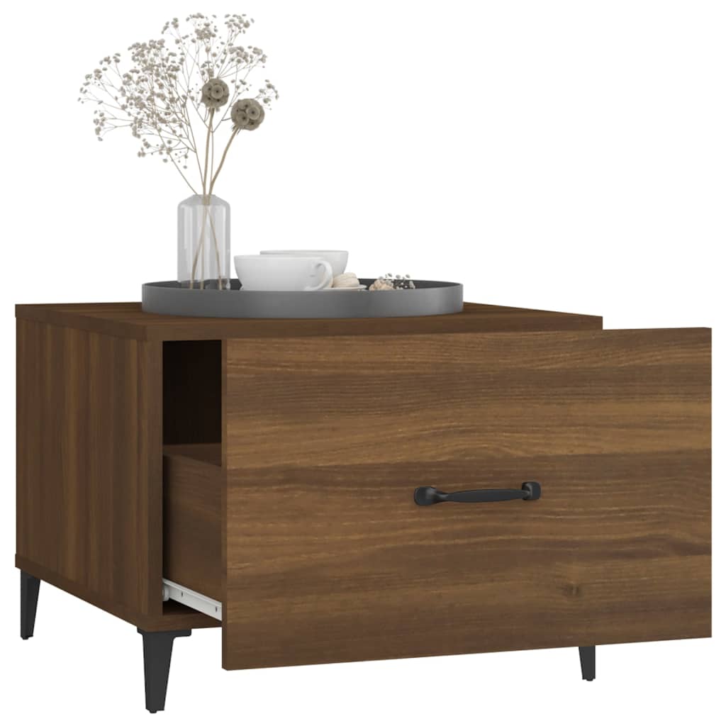 vidaXL Măsuțe cafea picioare metalice, 2 buc. stejar maro, 50x50x40 cm