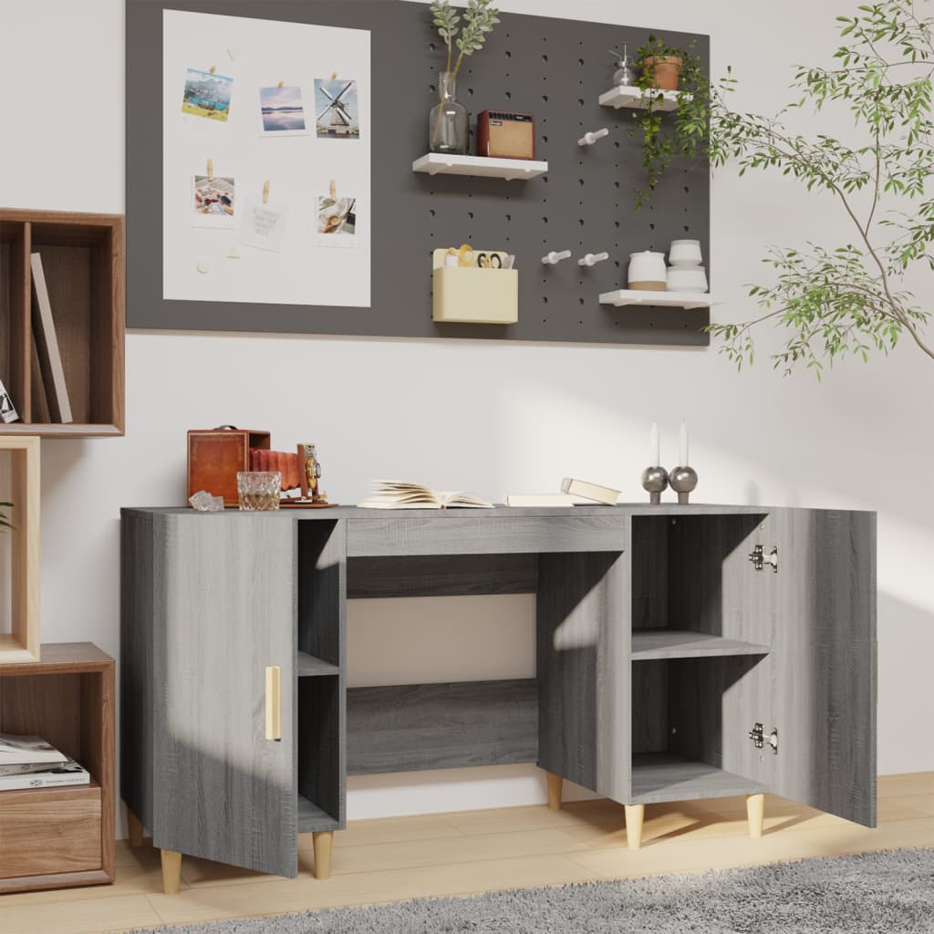vidaXL Birou, gri sonoma, 140x50x75 cm, lemn compozit