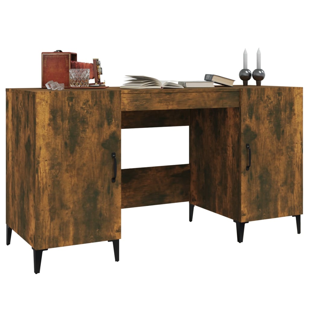 vidaXL Birou, stejar fumuriu, 140x50x75 cm, lemn compozit