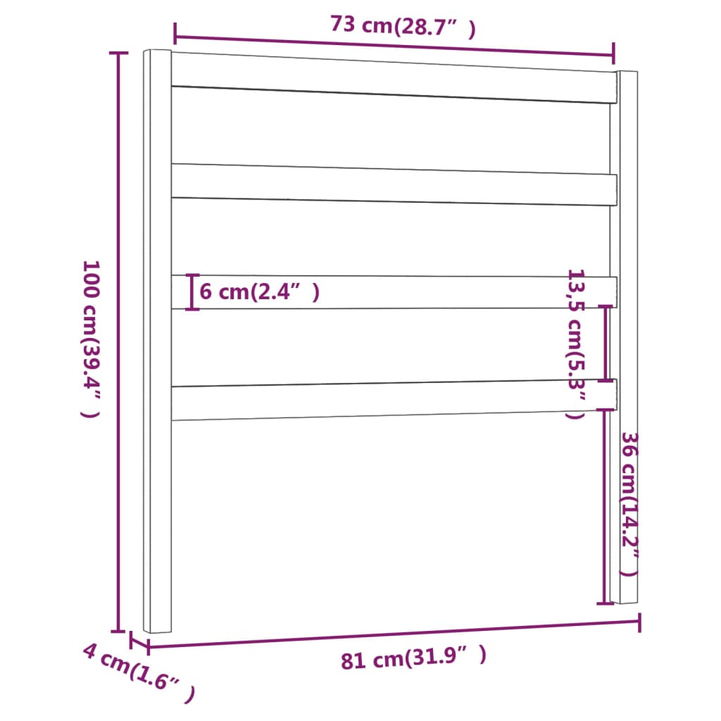 vidaXL Tăblie de pat, negru, 81x4x100 cm, lemn masiv de pin