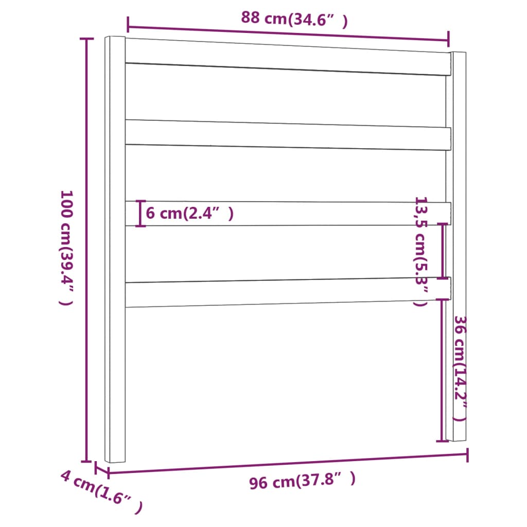 vidaXL Tăblie de pat, maro miere, 96x4x100 cm, lemn masiv de pin vidaXL Tăblie de pat, maro miere, 96x4x100 cm, lemn masiv de pin