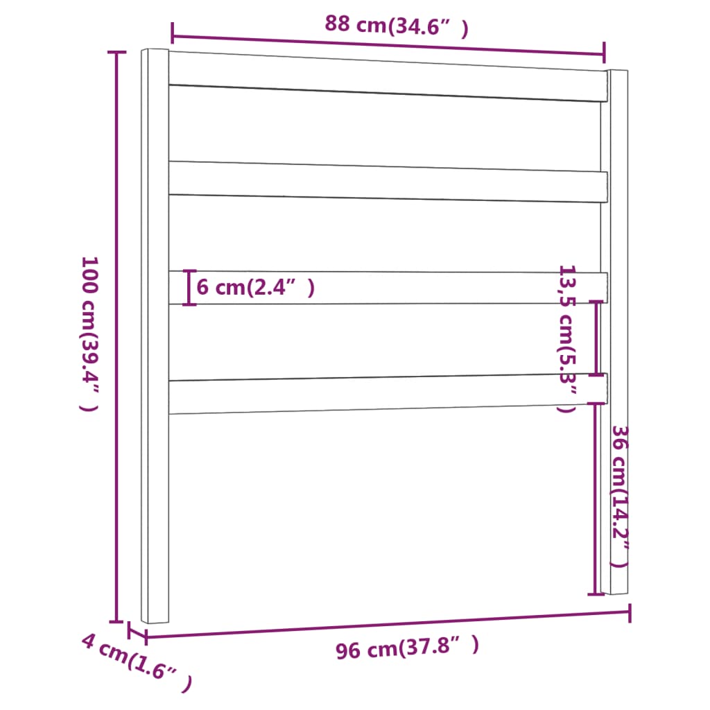 vidaXL Tăblie de pat, negru, 96x4x100 cm, lemn masiv de pin