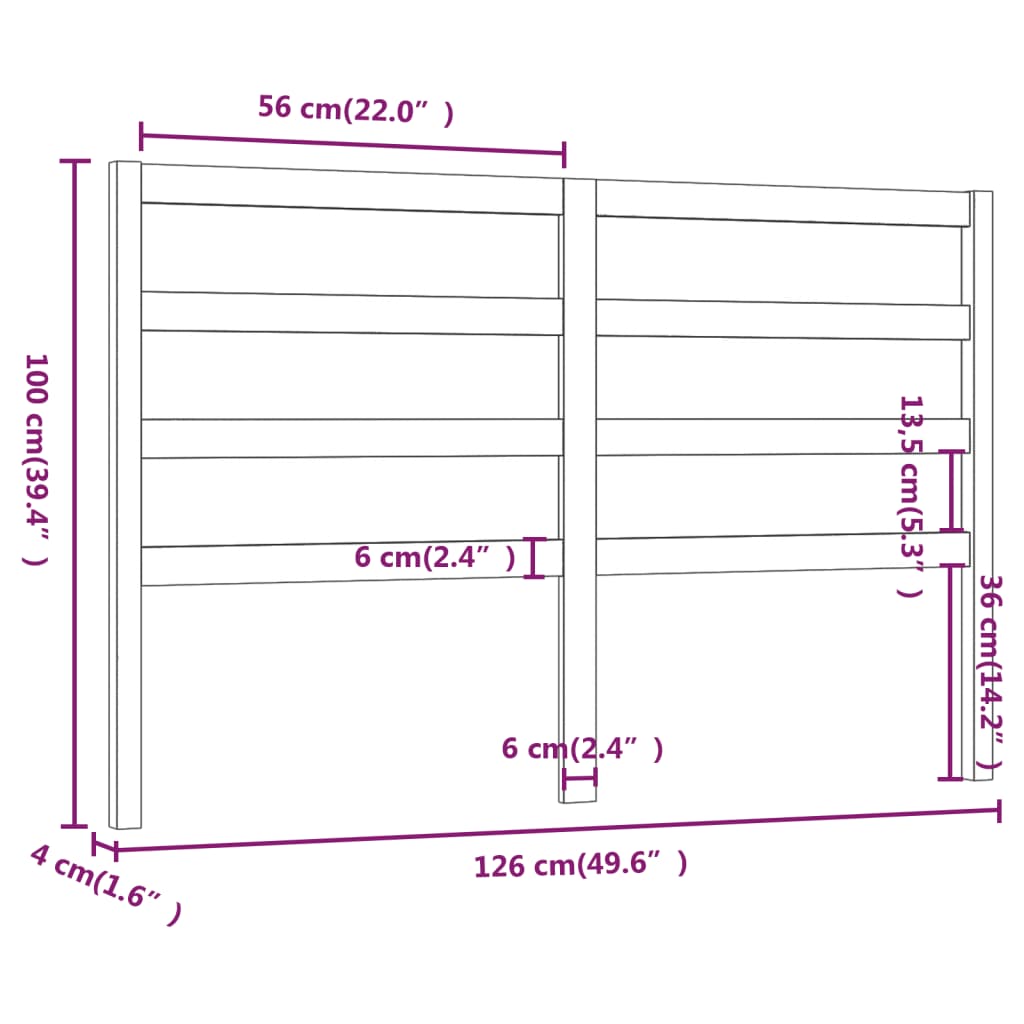 vidaXL Tăblie de pat, negru, 126x4x100 cm, lemn masiv de pin vidaXL Tăblie de pat, negru, 126x4x100 cm, lemn masiv de pin
