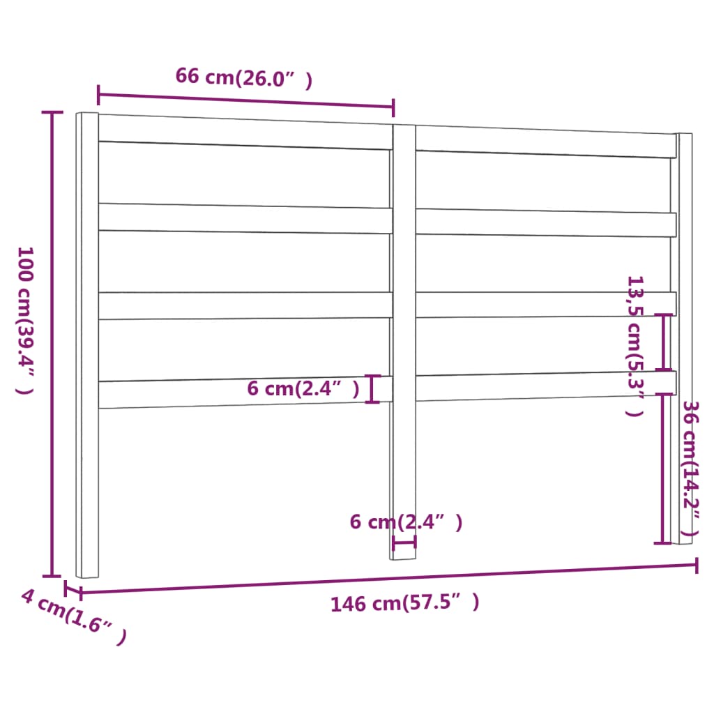 vidaXL Tăblie de pat, maro miere, 146x4x100 cm, lemn masiv de pin vidaXL Tăblie de pat, maro miere, 146x4x100 cm, lemn masiv de pin