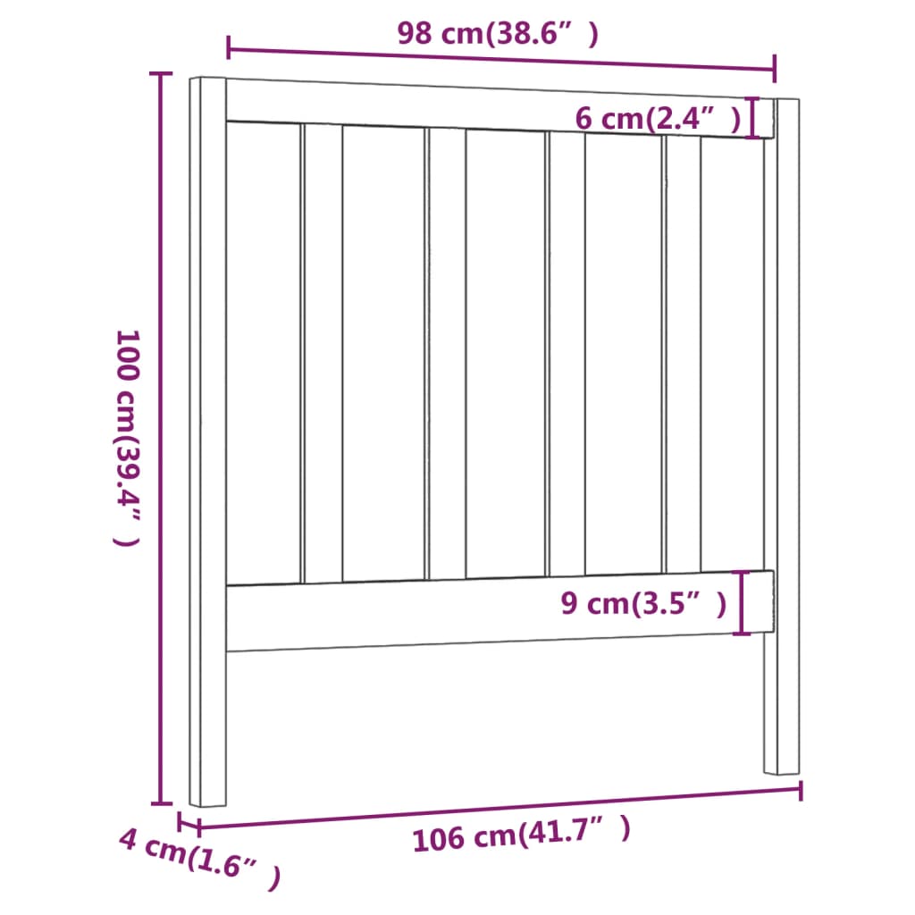 vidaXL Tăblie de pat, maro miere, 106x4x100 cm, lemn masiv de pin vidaXL Tăblie de pat, maro miere, 106x4x100 cm, lemn masiv de pin