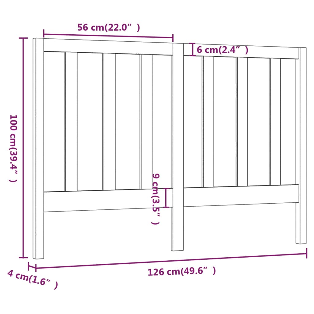 vidaXL Tăblie de pat, negru, 126x4x100 cm, lemn masiv de pin vidaXL Tăblie de pat, negru, 126x4x100 cm, lemn masiv de pin