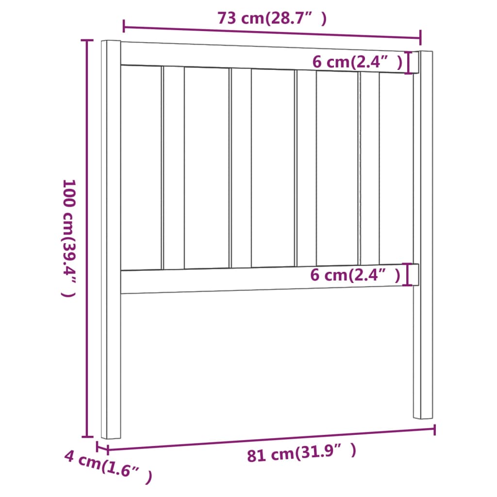 vidaXL Tăblie de pat, gri, 81x4x100 cm, lemn masiv de pin