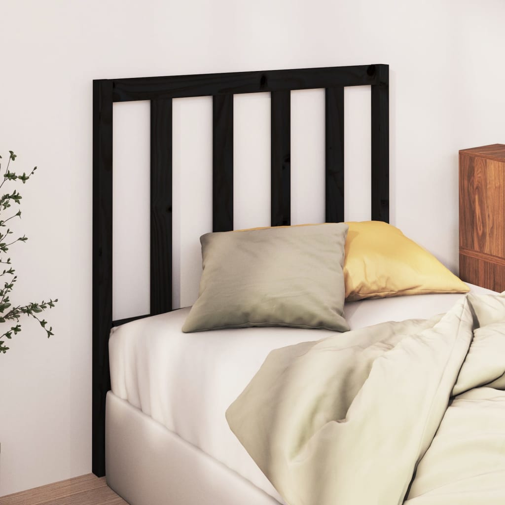 vidaXL Tăblie de pat, negru, 81x4x100 cm, lemn masiv de pin