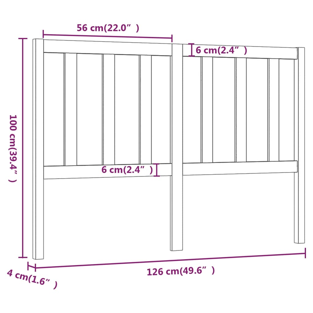 vidaXL Tăblie de pat, negru, 126x4x100 cm, lemn masiv de pin vidaXL Tăblie de pat, negru, 126x4x100 cm, lemn masiv de pin