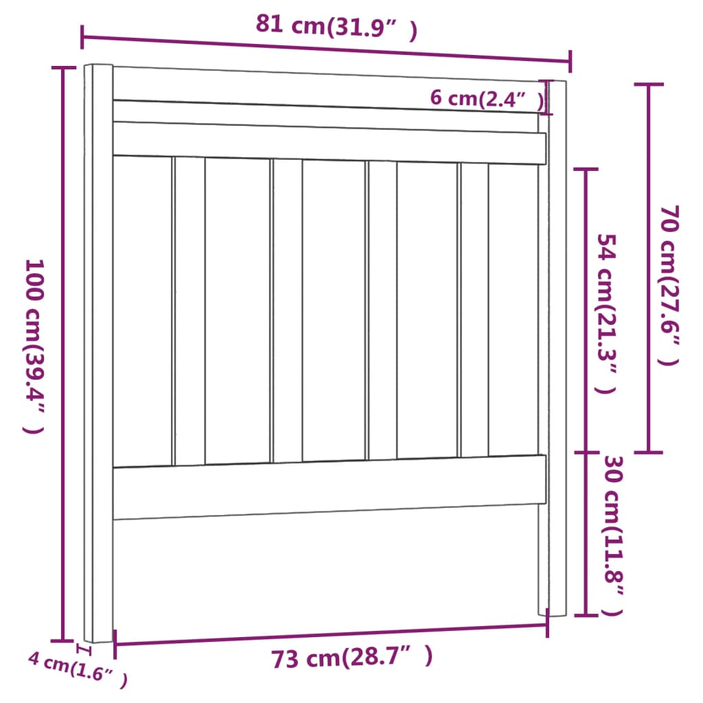 vidaXL Tăblie de pat, negru, 81x4x100 cm, lemn masiv de pin