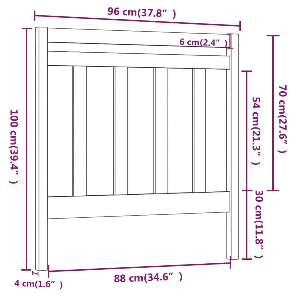 vidaXL Tăblie de pat, negru, 96x4x100 cm, lemn masiv de pin
