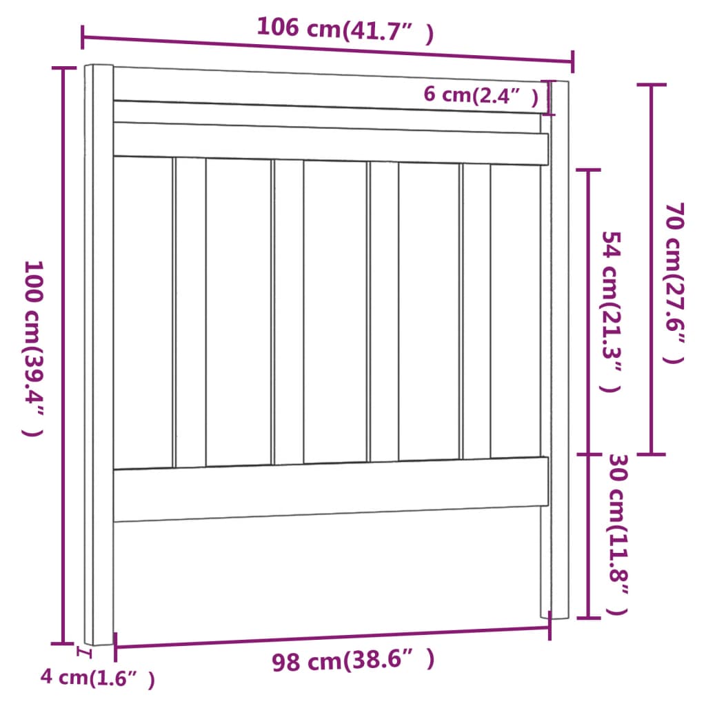 vidaXL Tăblie de pat, maro miere, 106x4x100 cm, lemn masiv de pin vidaXL Tăblie de pat, maro miere, 106x4x100 cm, lemn masiv de pin
