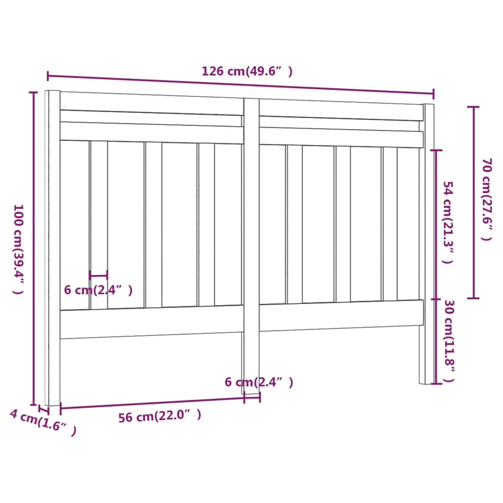 vidaXL Tăblie de pat, gri, 126x4x100 cm, lemn masiv de pin vidaXL Tăblie de pat, gri, 126x4x100 cm, lemn masiv de pin