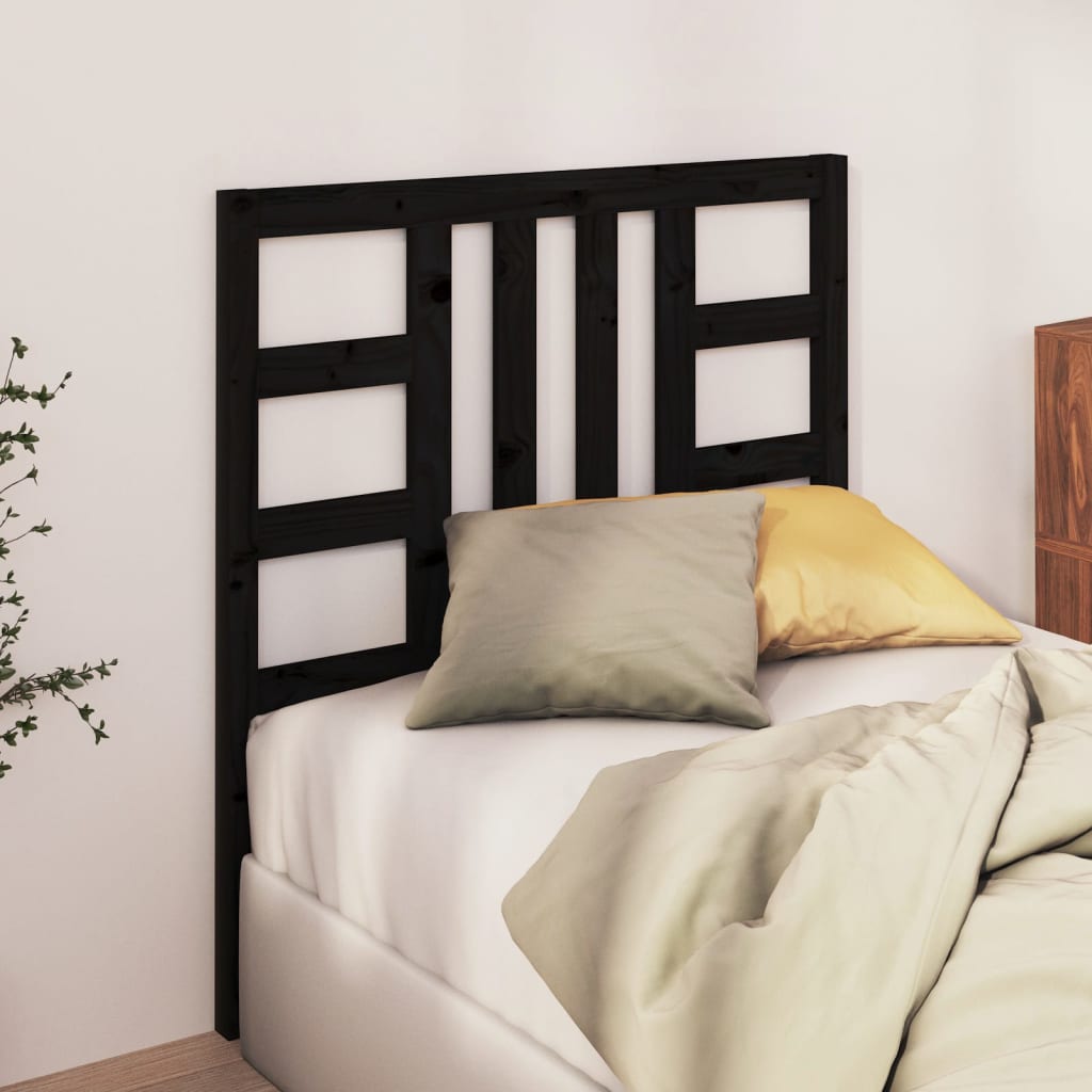 vidaXL Tăblie de pat, negru, 81x4x100 cm, lemn masiv de pin