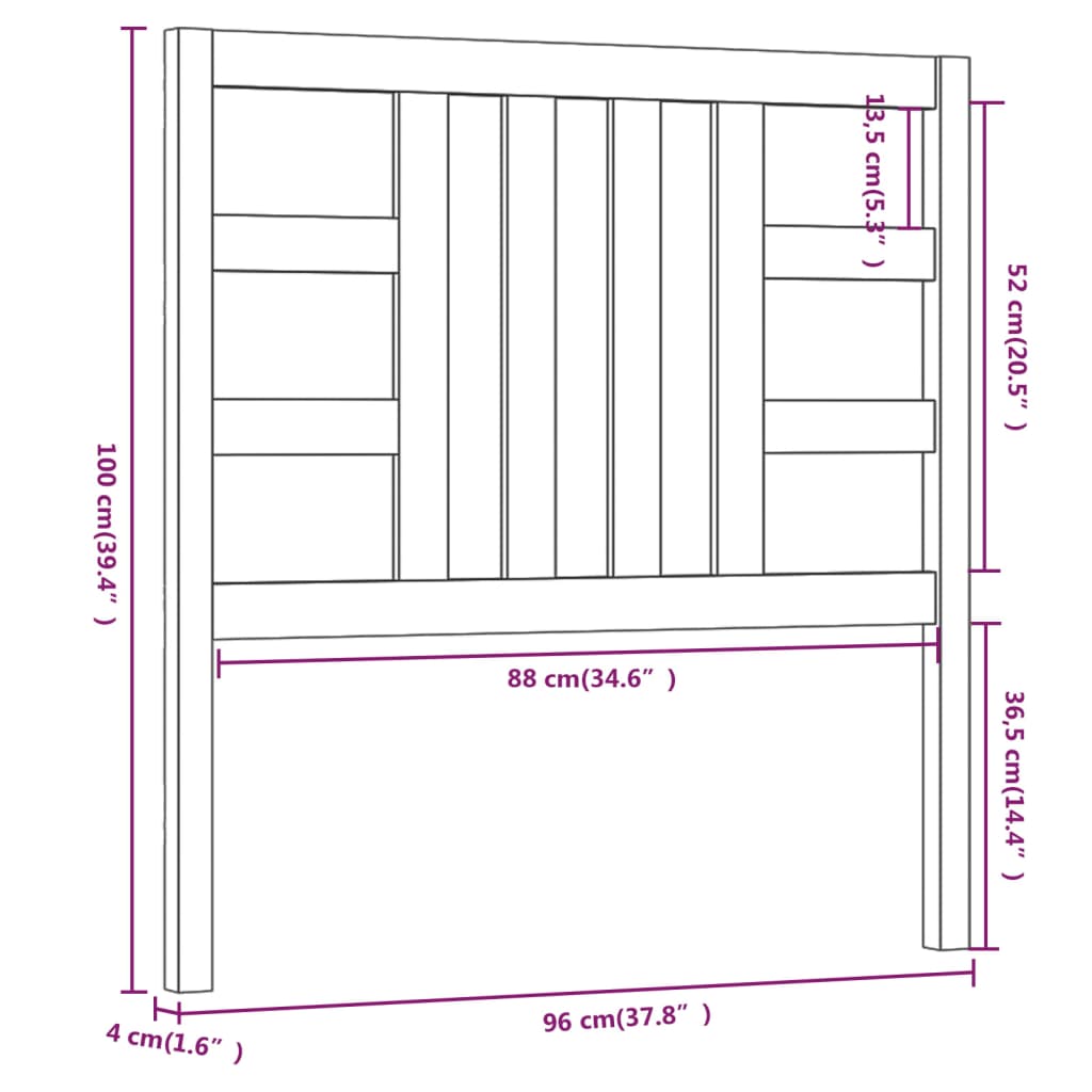 vidaXL Tăblie de pat, gri, 96x4x100 cm, lemn masiv de pin