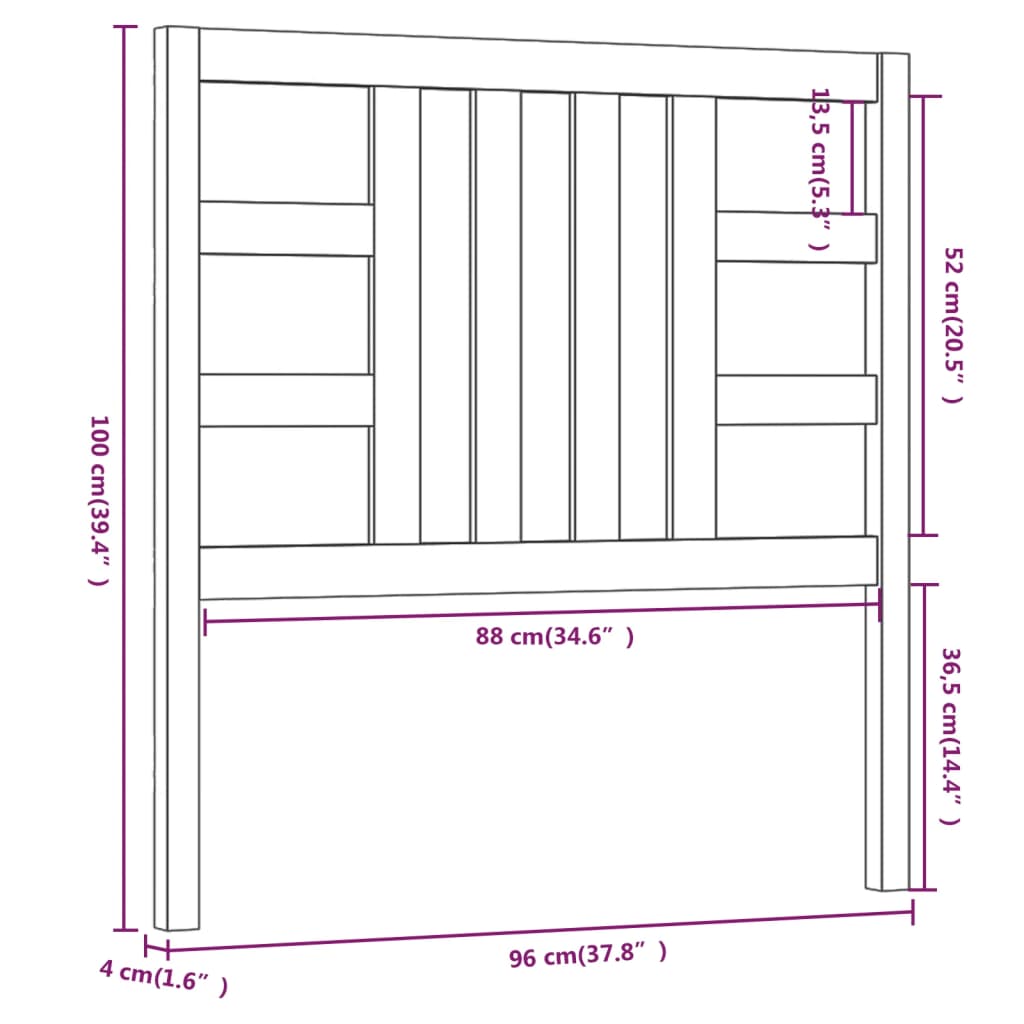 vidaXL Tăblie de pat, maro miere, 96x4x100 cm, lemn masiv de pin vidaXL Tăblie de pat, maro miere, 96x4x100 cm, lemn masiv de pin