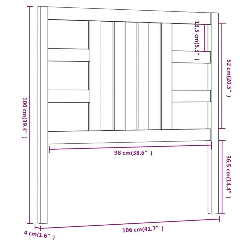 vidaXL Tăblie de pat, gri, 106x4x100 cm, lemn masiv de pin vidaXL Tăblie de pat, gri, 106x4x100 cm, lemn masiv de pin