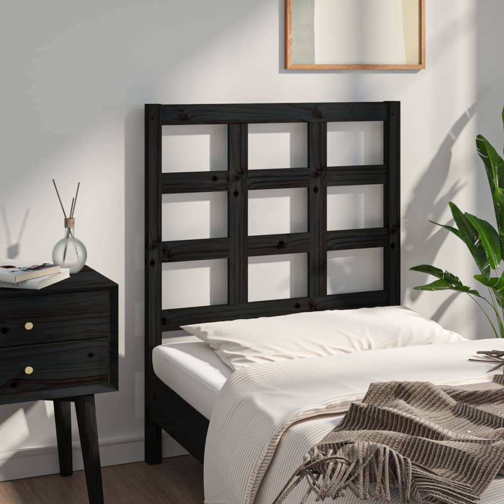 vidaXL Tăblie de pat, negru, 80,5x4x100 cm, lemn masiv de pin