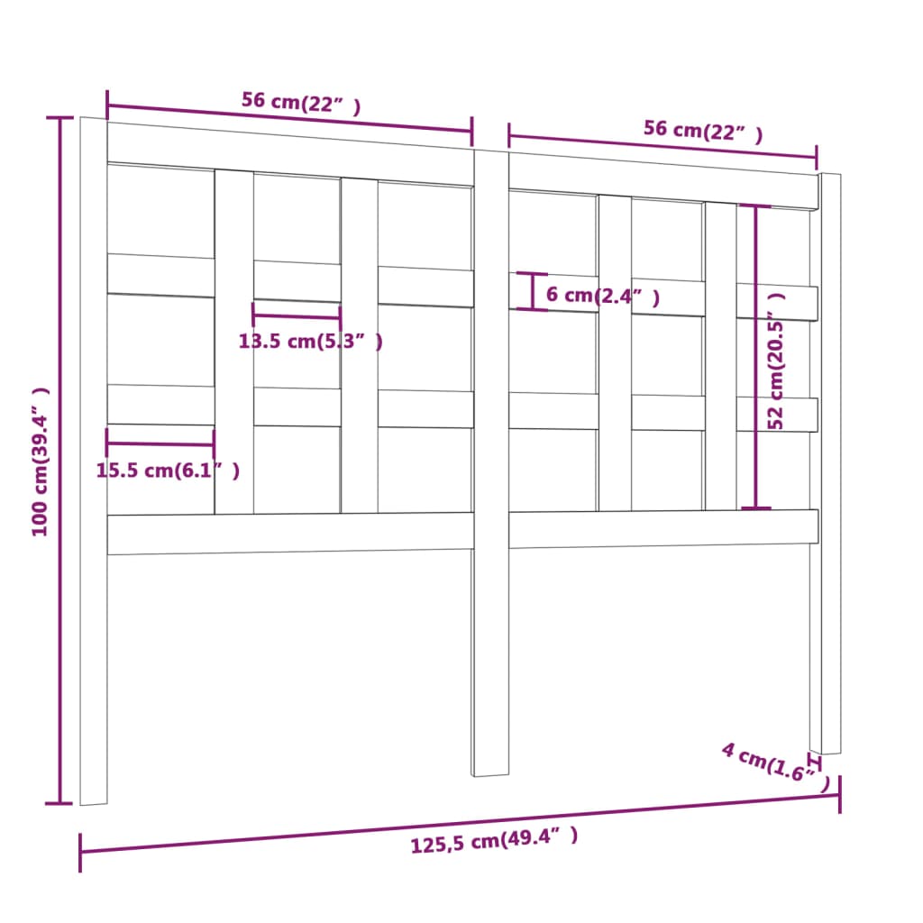 vidaXL Tăblie de pat, maro miere, 125,5x4x100 cm, lemn masiv de pin vidaXL Tăblie de pat, maro miere, 125,5x4x100 cm, lemn masiv de pin