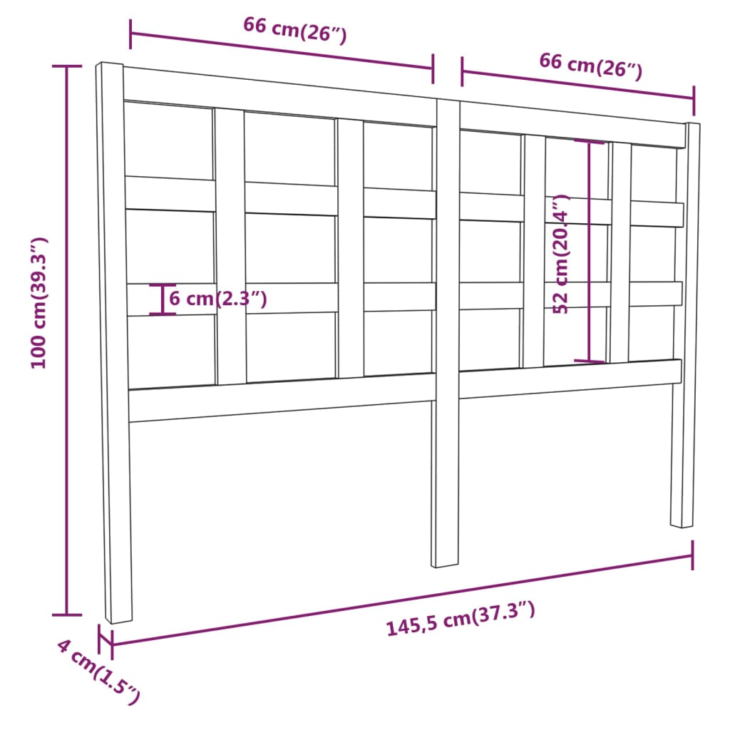vidaXL Tăblie de pat, negru, 145,5x4x100 cm, lemn masiv de pin vidaXL Tăblie de pat, negru, 145,5x4x100 cm, lemn masiv de pin