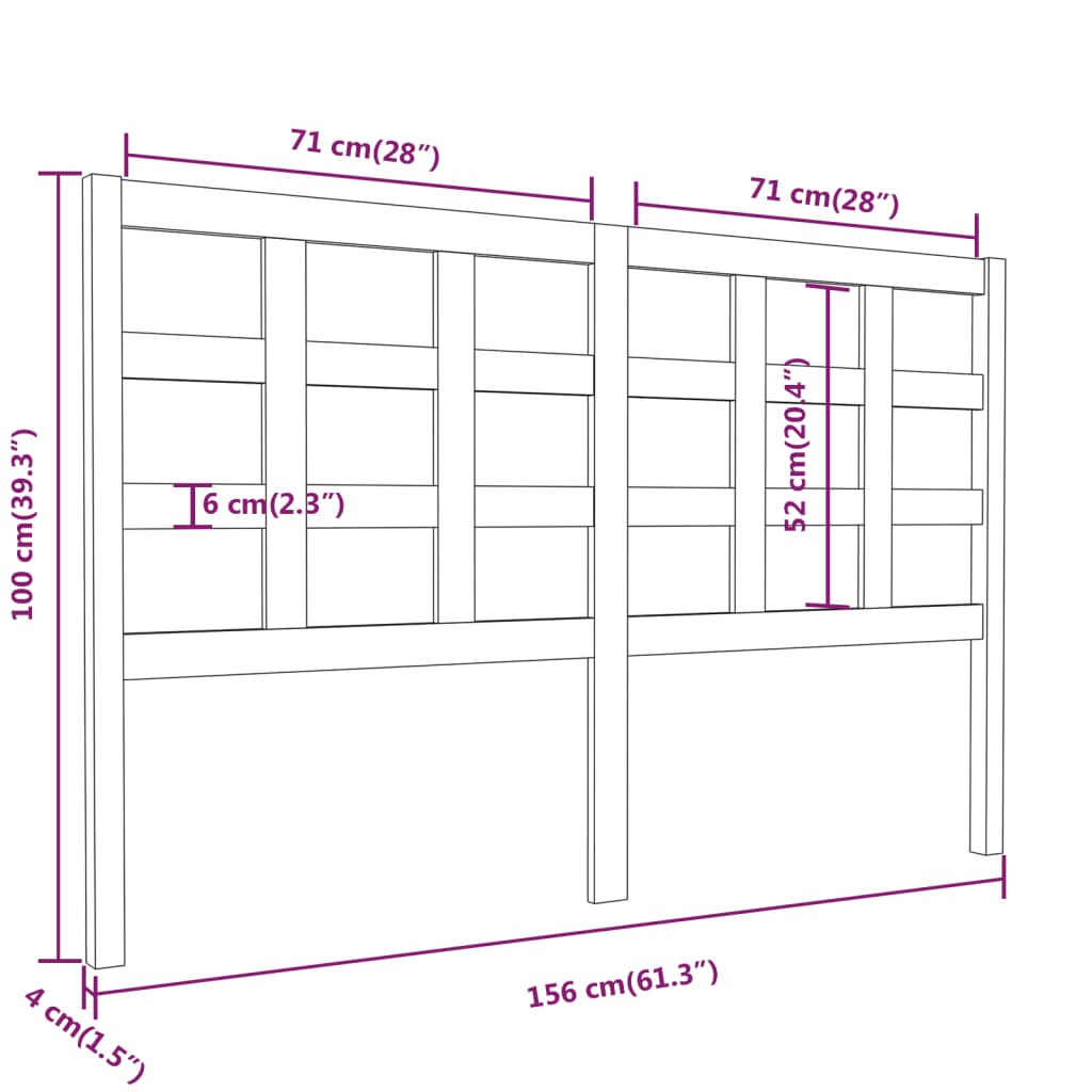 vidaXL Tăblie de pat, maro miere, 156x4x100 cm, lemn masiv de pin