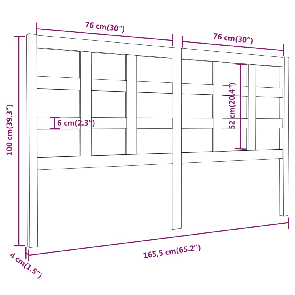 vidaXL Tăblie de pat, gri, 165,5x4x100 cm, lemn masiv de pin
