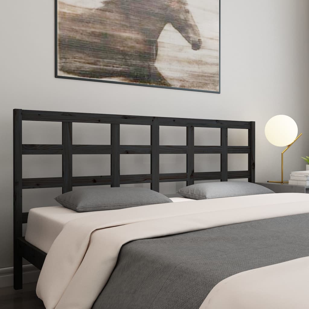 vidaXL Tăblie de pat, negru, 205,5x4x100 cm, lemn masiv de pin