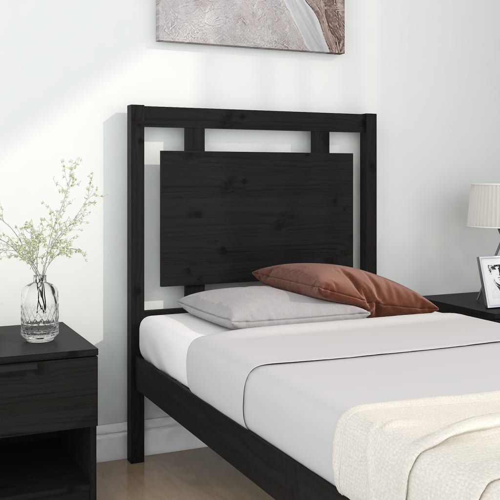 vidaXL Tăblie de pat, negru, 80,5x4x100 cm, lemn masiv de pin