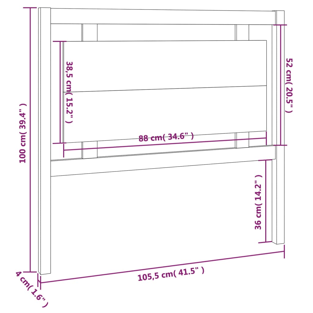vidaXL Tăblie de pat, maro miere, 105,5x4x100 cm, lemn masiv de pin vidaXL Tăblie de pat, maro miere, 105,5x4x100 cm, lemn masiv de pin