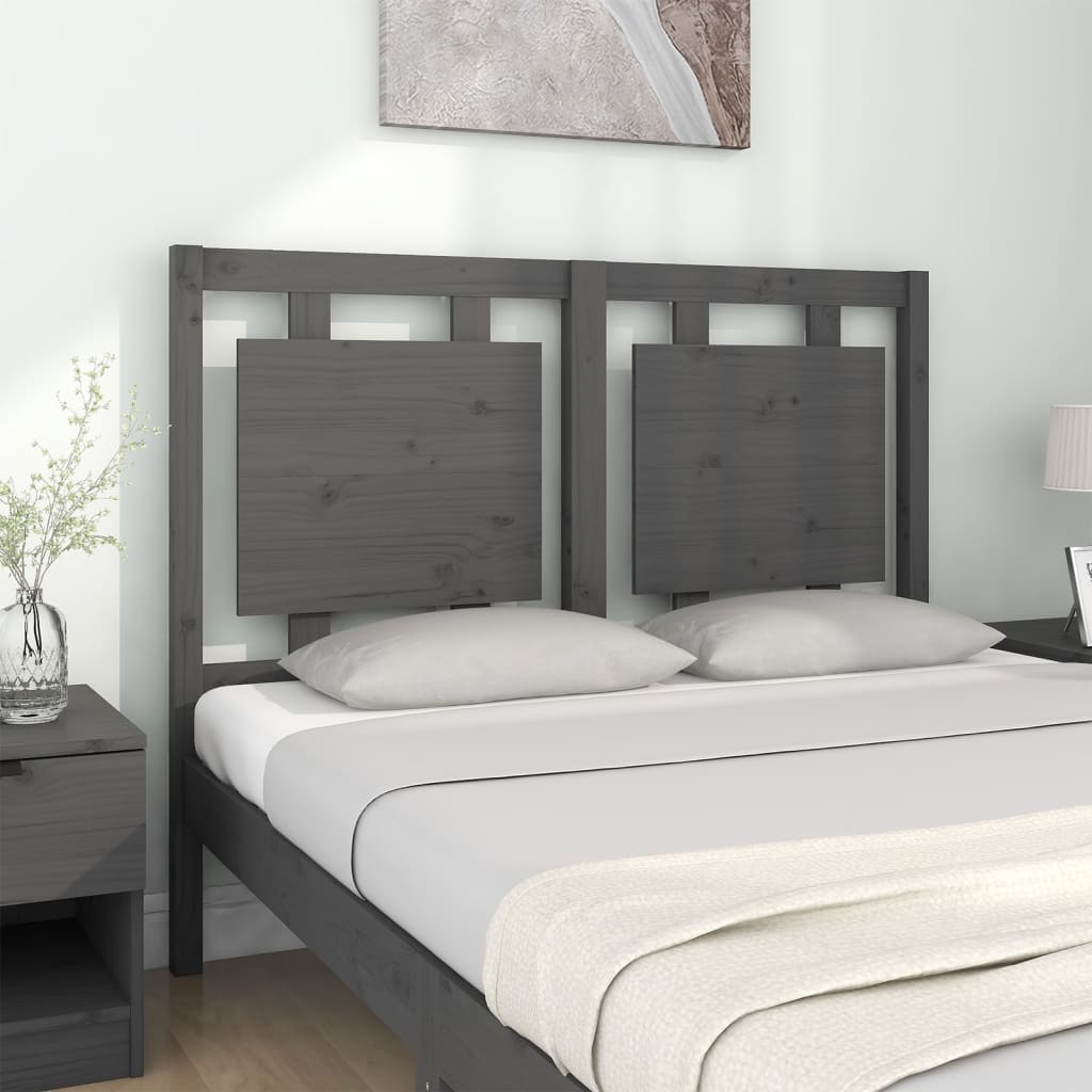vidaXL Tăblie de pat, gri, 125,5x4x100 cm, lemn masiv de pin vidaXL Tăblie de pat, gri, 125,5x4x100 cm, lemn masiv de pin