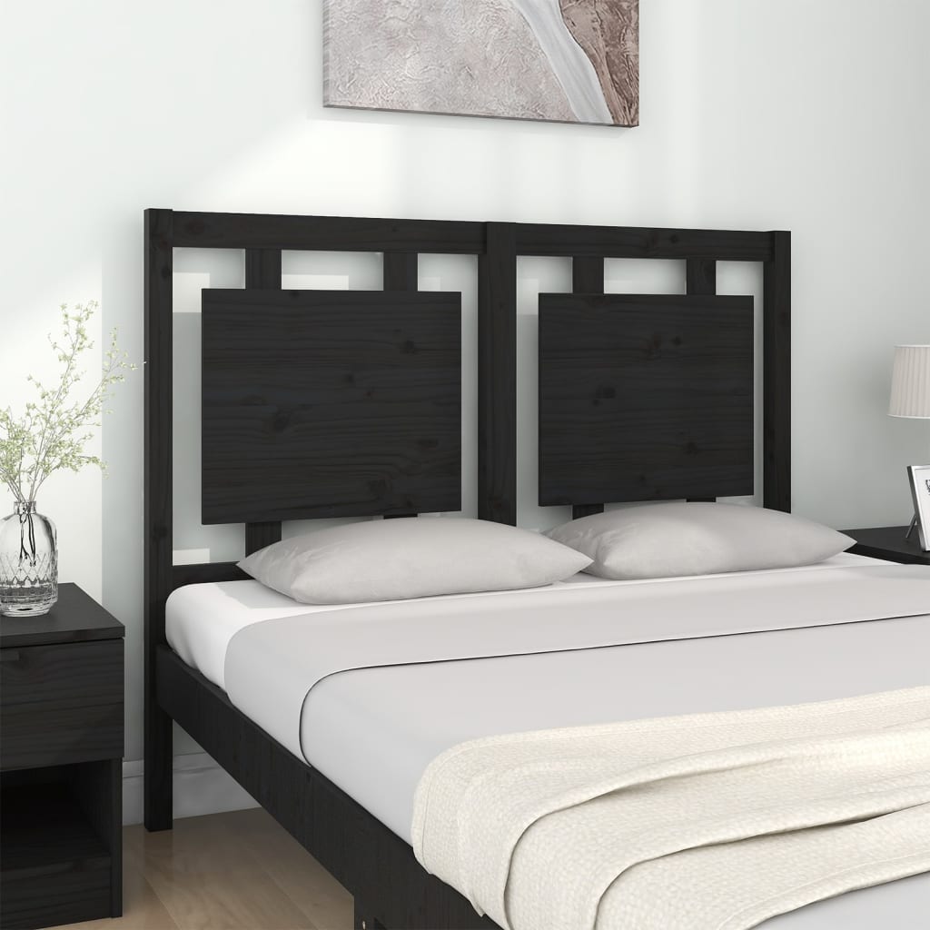vidaXL Tăblie de pat, negru, 125,5x4x100 cm, lemn masiv de pin vidaXL Tăblie de pat, negru, 125,5x4x100 cm, lemn masiv de pin
