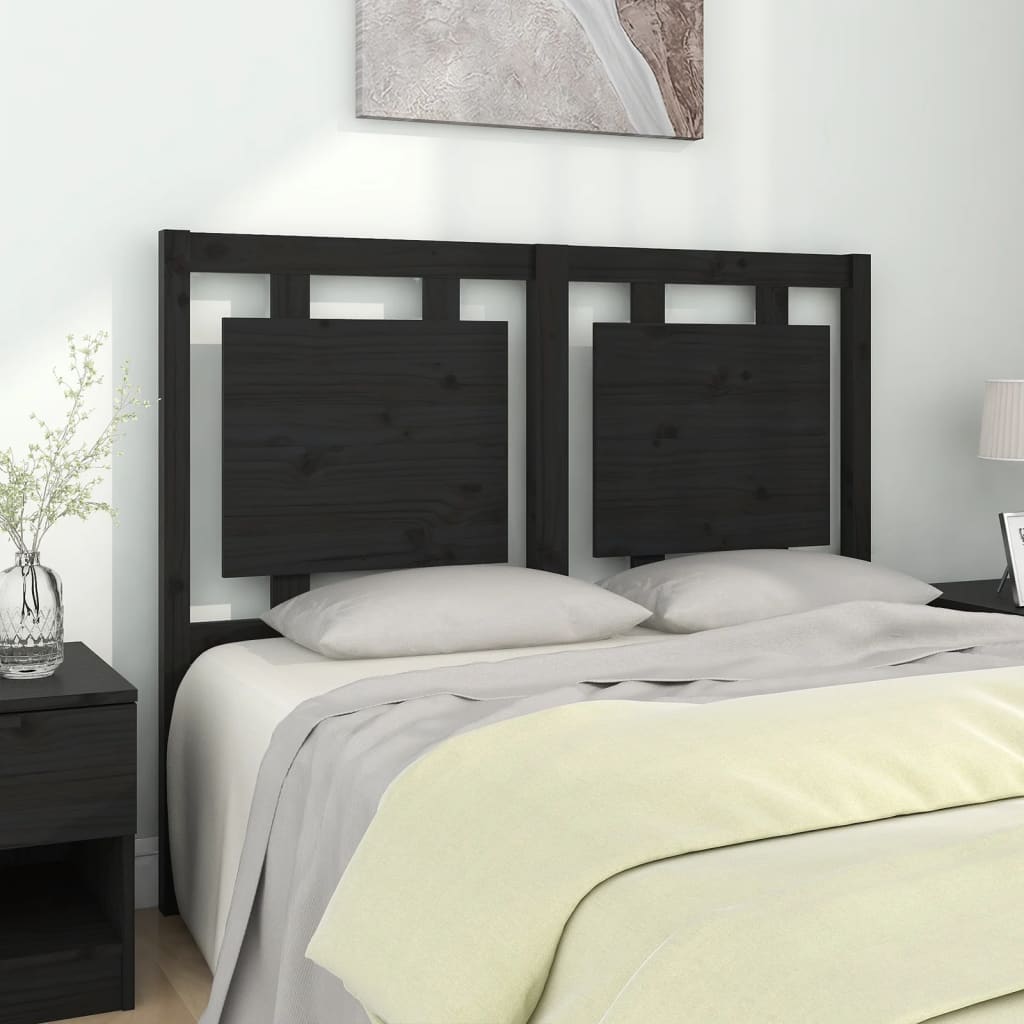 vidaXL Tăblie de pat, negru, 125,5x4x100 cm, lemn masiv de pin vidaXL Tăblie de pat, negru, 125,5x4x100 cm, lemn masiv de pin