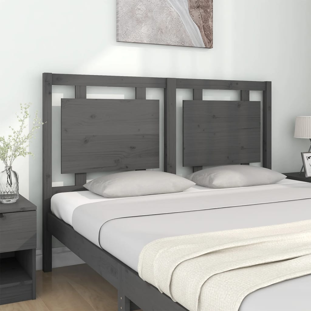 vidaXL Tăblie de pat, gri, 145,5x4x100 cm, lemn masiv de pin