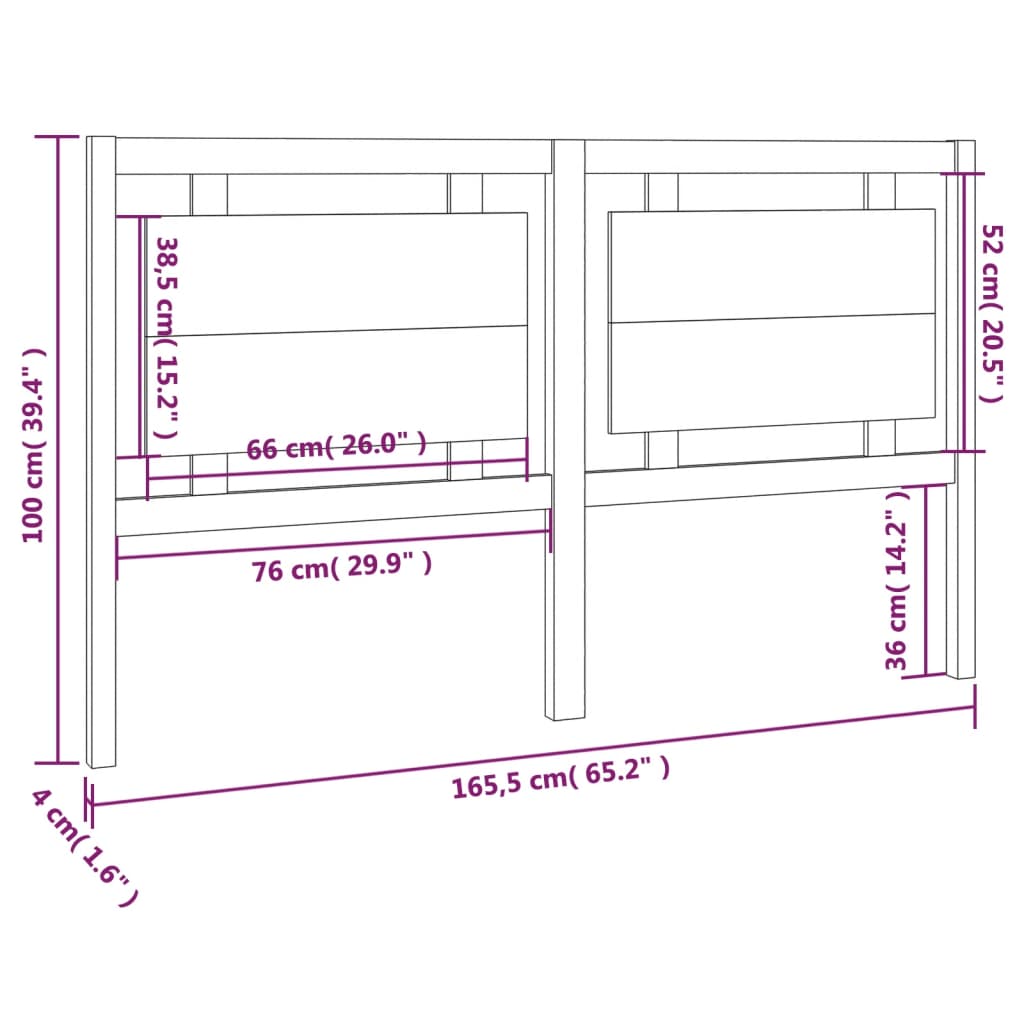 vidaXL Tăblie de pat, alb, 165,5x4x100 cm, lemn masiv de pin