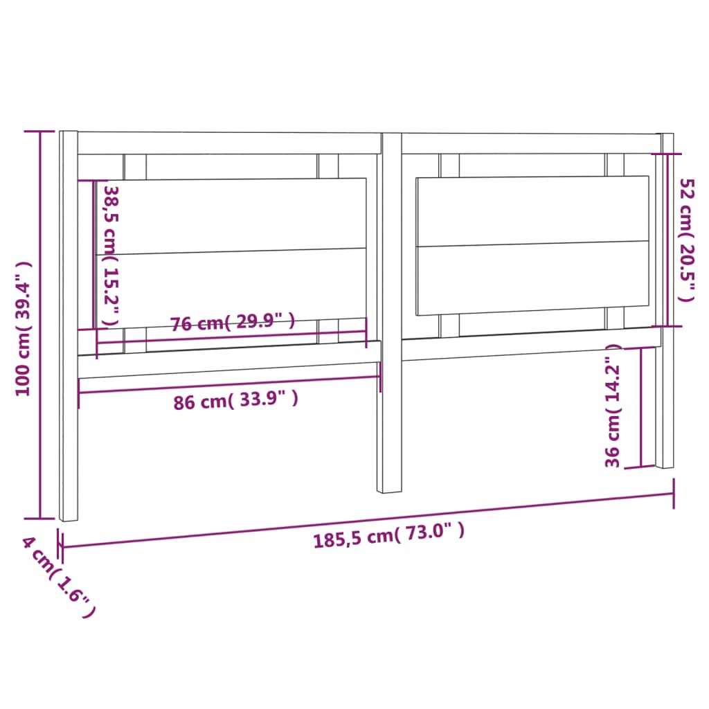 vidaXL Tăblie de pat, alb, 185,5x4x100 cm, lemn masiv de pin vidaXL Tăblie de pat, alb, 185,5x4x100 cm, lemn masiv de pin