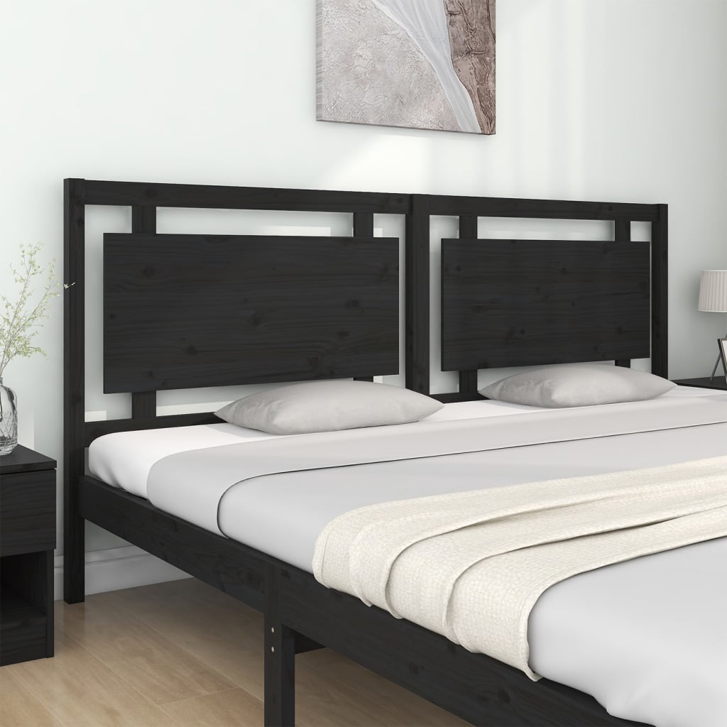 vidaXL Tăblie de pat, negru, 205,5x4x100 cm, lemn masiv de pin