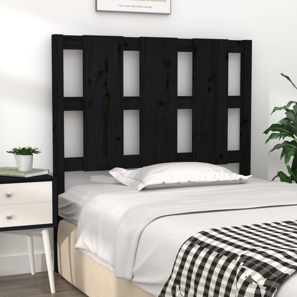 vidaXL Tăblie de pat, negru, 95,5x4x100 cm, lemn masiv de pin
