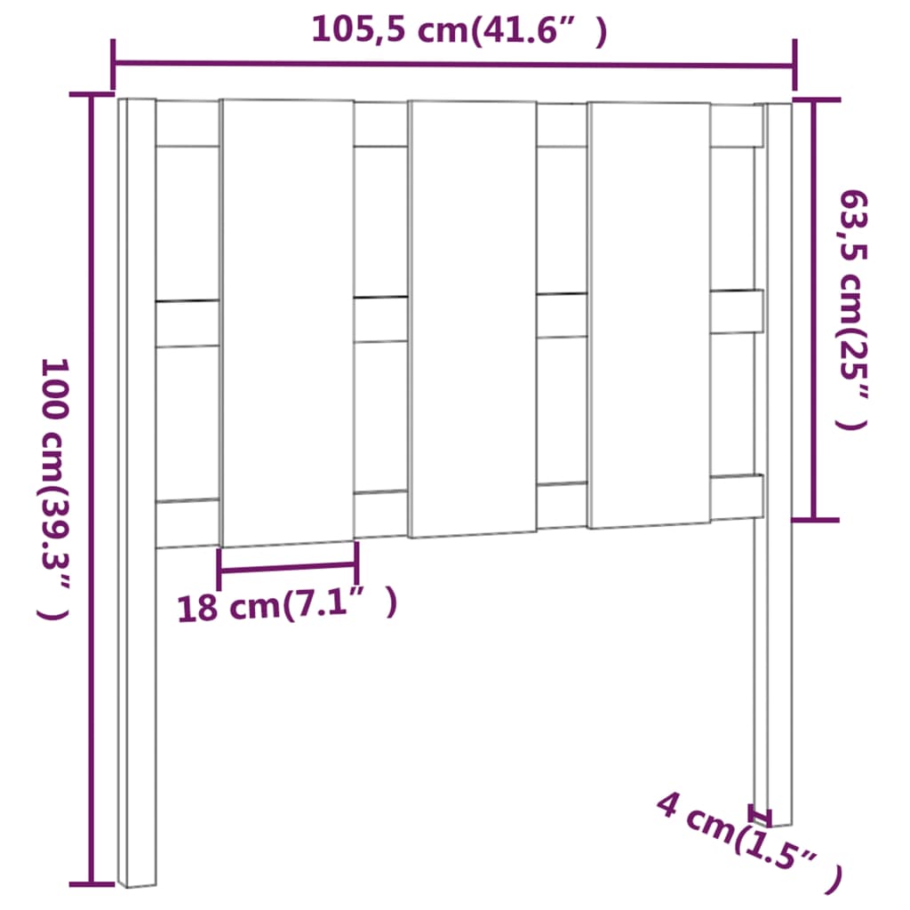 vidaXL Tăblie de pat, negru, 105,5x4x100 cm, lemn masiv de pin vidaXL Tăblie de pat, negru, 105,5x4x100 cm, lemn masiv de pin