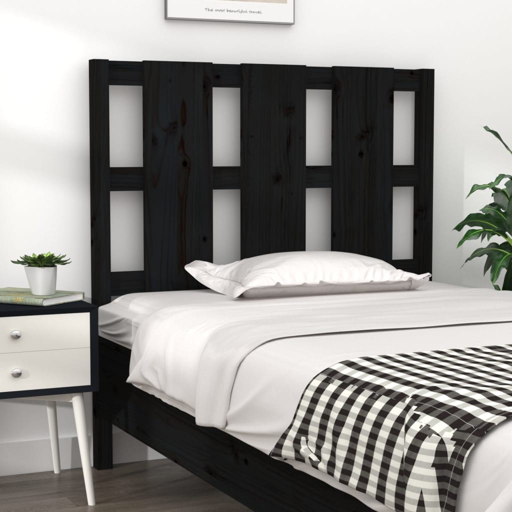 vidaXL Tăblie de pat, negru, 105,5x4x100 cm, lemn masiv de pin vidaXL Tăblie de pat, negru, 105,5x4x100 cm, lemn masiv de pin