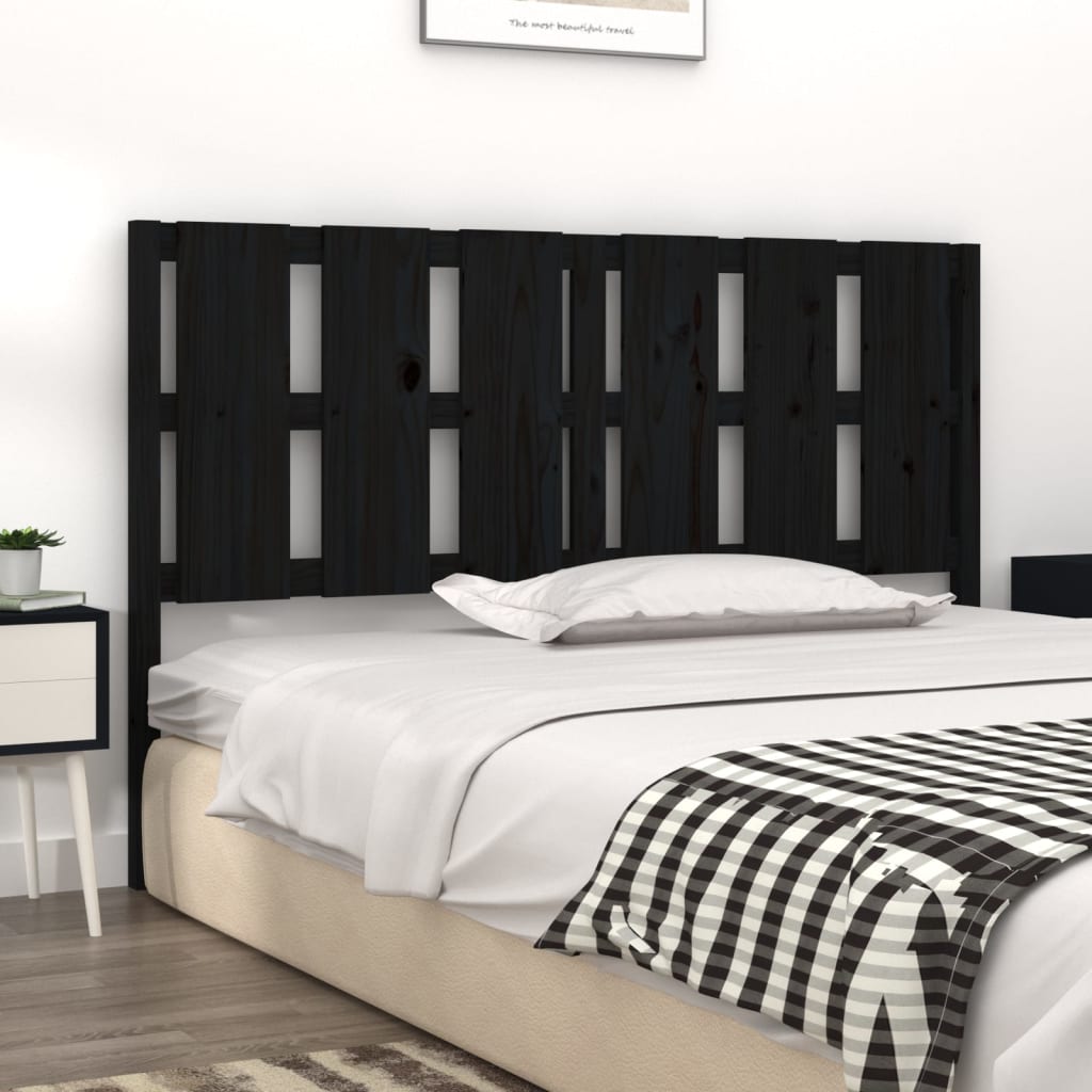 vidaXL Tăblie de pat, negru, 155,5x4x100 cm, lemn masiv de pin